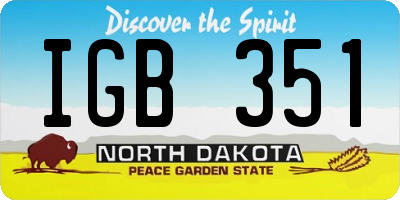 ND license plate IGB351