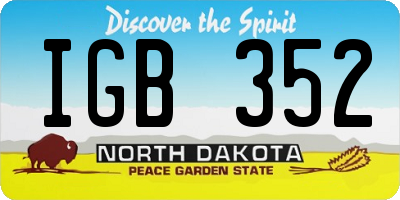 ND license plate IGB352