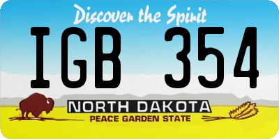 ND license plate IGB354