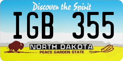 ND license plate IGB355