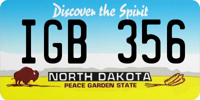 ND license plate IGB356