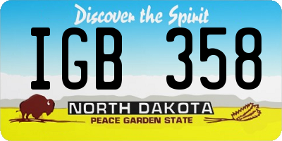 ND license plate IGB358