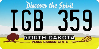 ND license plate IGB359