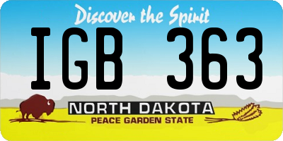 ND license plate IGB363