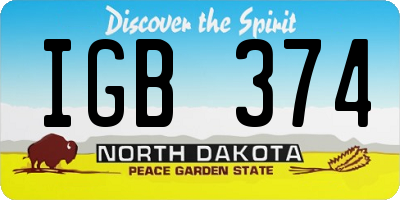 ND license plate IGB374