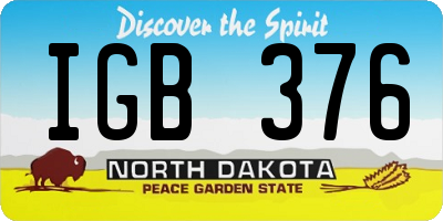 ND license plate IGB376