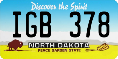 ND license plate IGB378