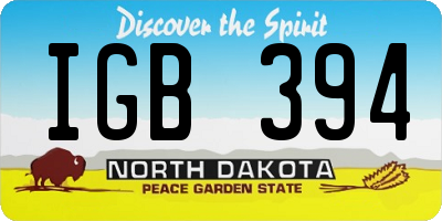 ND license plate IGB394