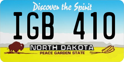 ND license plate IGB410