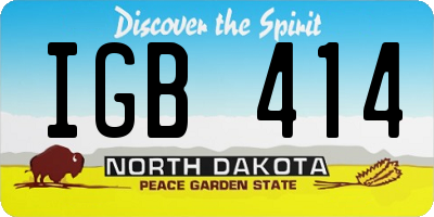 ND license plate IGB414