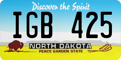 ND license plate IGB425