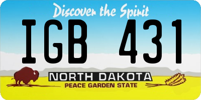 ND license plate IGB431