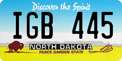 ND license plate IGB445