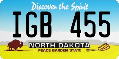 ND license plate IGB455