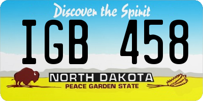 ND license plate IGB458