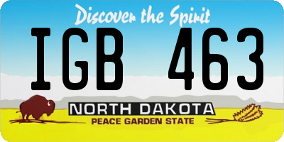 ND license plate IGB463