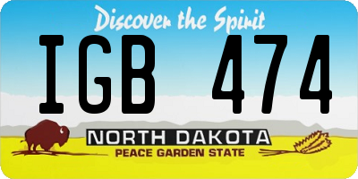 ND license plate IGB474