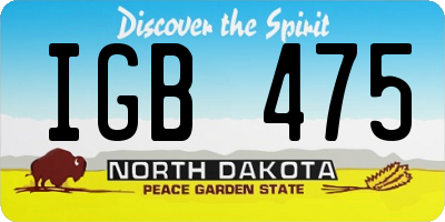 ND license plate IGB475