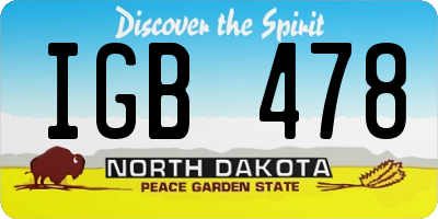 ND license plate IGB478