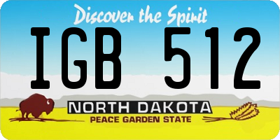 ND license plate IGB512