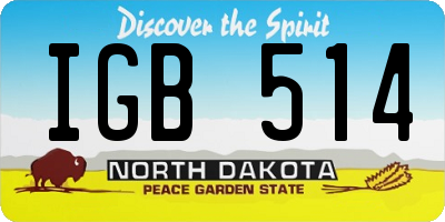 ND license plate IGB514