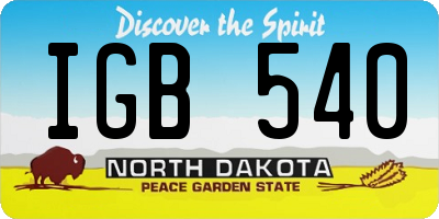 ND license plate IGB540