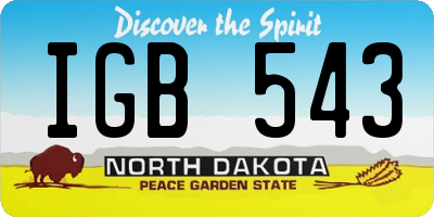 ND license plate IGB543