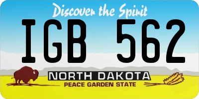 ND license plate IGB562
