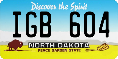 ND license plate IGB604