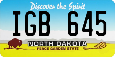 ND license plate IGB645