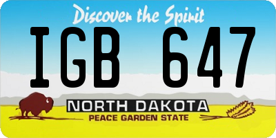 ND license plate IGB647