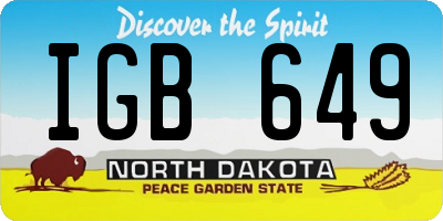 ND license plate IGB649
