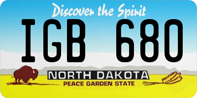 ND license plate IGB680
