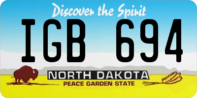 ND license plate IGB694