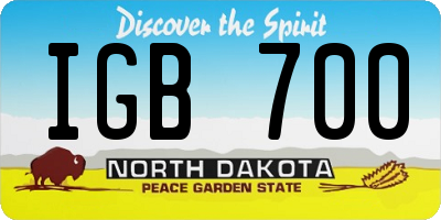 ND license plate IGB700