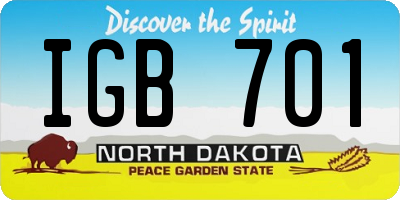 ND license plate IGB701