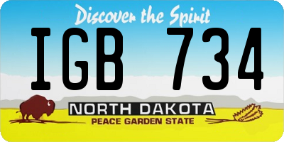 ND license plate IGB734