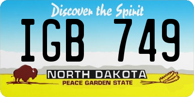 ND license plate IGB749