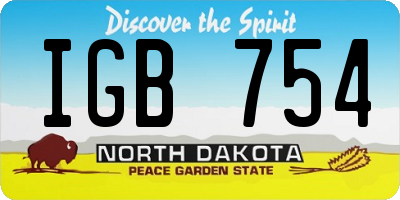 ND license plate IGB754