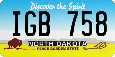 ND license plate IGB758
