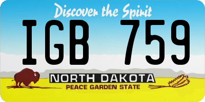 ND license plate IGB759