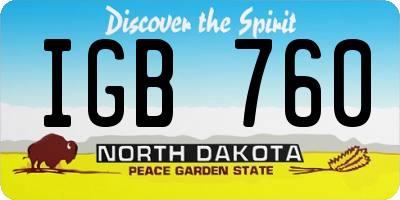 ND license plate IGB760