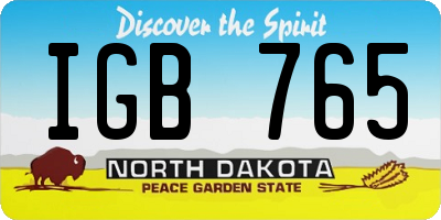 ND license plate IGB765
