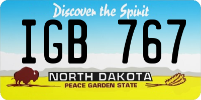 ND license plate IGB767