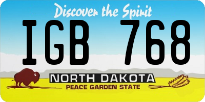 ND license plate IGB768