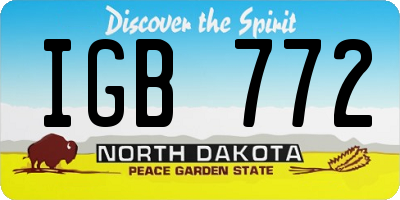 ND license plate IGB772