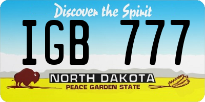 ND license plate IGB777