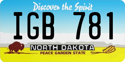 ND license plate IGB781