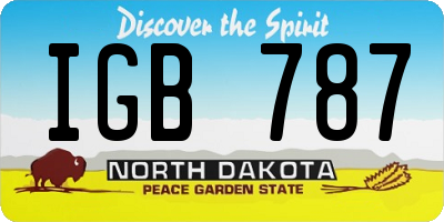 ND license plate IGB787