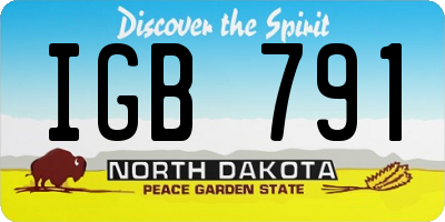 ND license plate IGB791
